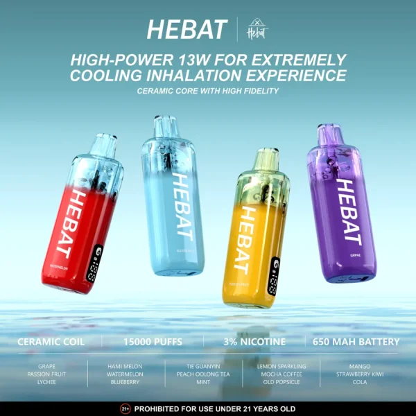 Hebat 喜貝15000口拋棄式主機 | 高口數長效續航設計 即開即用免維護 冰感果味順暢不膩的人氣款