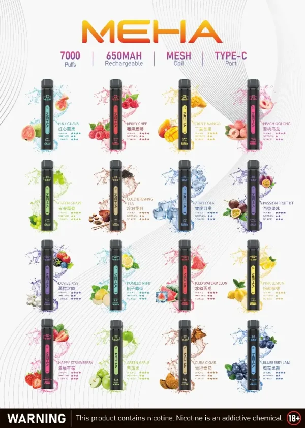 MEHA VBar 小黑條魅嗨7000口 |經典小黑條升級續航版本 配方精準還原每一滴精華